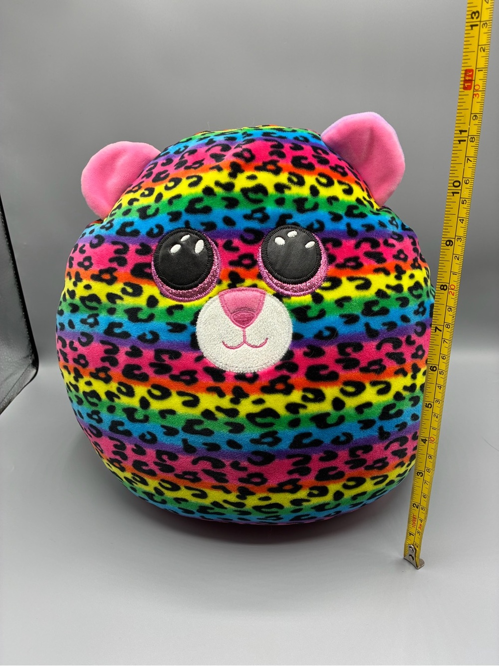 Dotty Ty Rainbow Leopard Plush - Multicolor with Pink Accents
